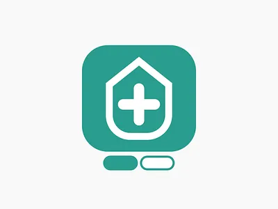 HOUSE + MEDICAL PLUS SIGN black brand branding design graphic design house illustration light green color logo logo design logo mark logodesign medical medical center minimal plus sign red simple vector white