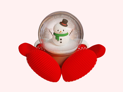 3D Knitted Mittens 3d 3d graphics 3d hands 3d rendering app celebration christmas design gift holidays illustration mobile new year present render snow globe snowman souvenir web site wintertime