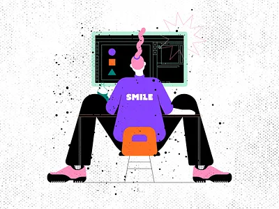 Work Work Work character desk drawing flat ill illustration job procreate stationary work working