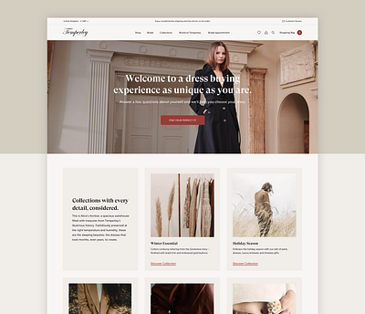 Homepage Design - Temperley London brand clean clothing ecommerce fashion home page interface luxury minimal ui design ux design web design website womenswear