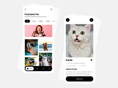 Pet Adoption App adoption app android app app app design application clean ios app minimal mobile mobile app pet pet adoption app pet app ui ui design ui inspiration uiux ux