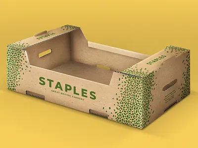 Crate design for Staples Vegetables box brand branding british cardboard crate design eco environmental farmer illustration logo organic packaging seeds uk union jack vegetables