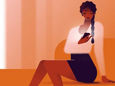 🔔 character colors flat hom illustration minimal minimalist notification phone woman