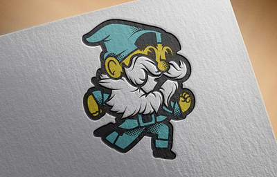 Running Fredrik branding character design gnome logo mascot vintage