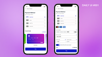Credit Card Checkout #001 challenge1 dailyui design e commerce ui ux