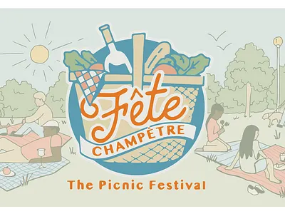 Fete Champetre blanket food illustration outdoors park picnic picnicbasket trees