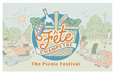 Fete Champetre blanket food illustration outdoors park picnic picnicbasket trees