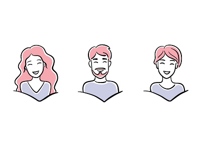 Female, male and non binary hand drawn icons for the website application black and white branding design drawing graphic design icon illustration line drawing lineart logo minimal people sketch sketching ui uiux website website asset