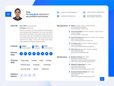 Simple and Minimal Resume Design branding cvdesign landing page minimal profile resume simple uiux