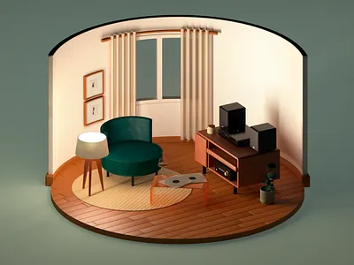 Living room 3d apprentice c4d