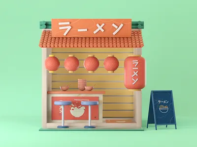 Ramen Restaurant 3d 3d art 3d illustration 3d ramen restaurant 3d restaurant 3d shop cinema 4d japanese shop noodles pastel ramen ramen restaurant restaurant shop illustration