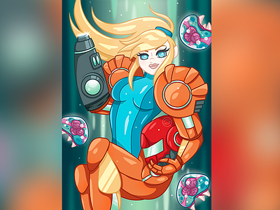 Half-Suit Samus adobe illustrator design gaming illustration metroid metroid art nintendo samus samus art scifi space vector art vector illustration zero suit samus