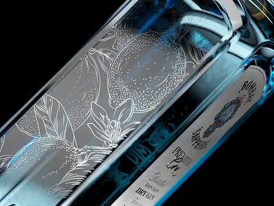 Bombay Sapphire Bottle Etching botanical design floral illustration label packaging pattern surface design vector