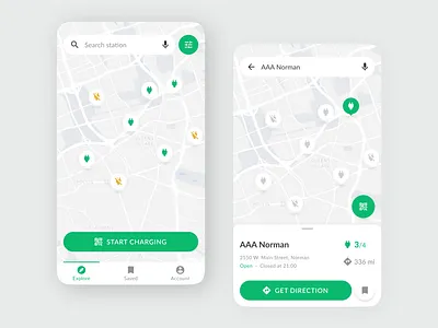 Electric car charging app design android android app app app design application application design car charging app charging app electric car app map map app map design mobile mobile app ui ux