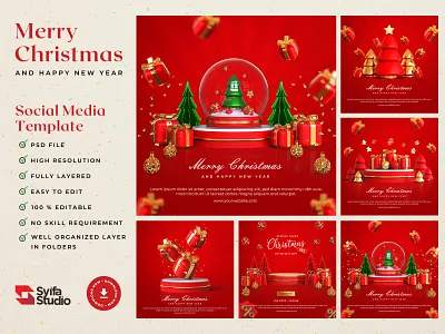 Merry Christmas & Happy New Year 3d 3d illustration banner christmas cover decoration design graphic design hoilday illustration instagram poster sale social media template xmas