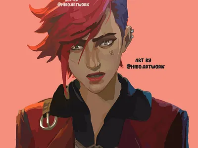 vi artwork by hiboart adobe arcane arcaneart arcanefanart art artwork digital digitaldrawing esport fanart gaming illustration jinx jinxart leagueoflegends lol lolart lolfanart