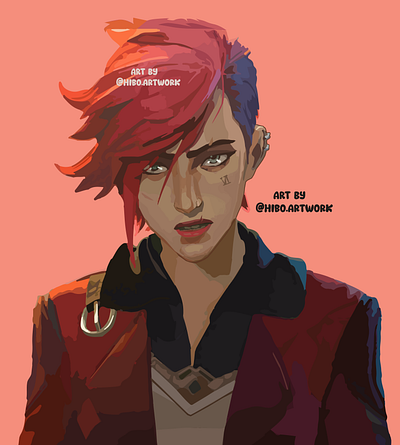 vi artwork by hiboart adobe arcane arcaneart arcanefanart art artwork digital digitaldrawing esport fanart gaming illustration jinx jinxart leagueoflegends lol lolart lolfanart
