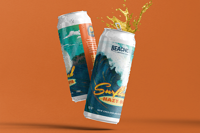 Beachcrest Brewing: Surfland Hazy DIPA beach beer beer label brewery craftbeer design graphic design illustration label design lettering ocean package design packaging typography