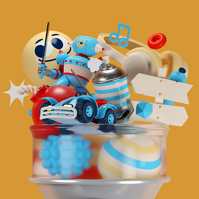 COSAS 3D 3d c4d car character illustration octane render robot vector