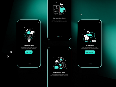 Retimer - Break the cycle of co$tly meetings app branding design icon illustration landing logo meetings onboarding optimization product productivity steps time tips tracker ui welcome