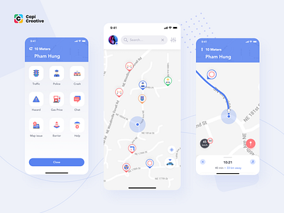 Wizzbang - Navigation App UI Kit app capi color creative design illustration logo mobile road suggest sketch traffic traffic alert traffic jam ui ui kit