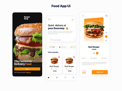 Food Delivery App Ui app design brand identity burger food food delivery app food delivery service graphic design illustration mobile animation mobile app kit motion graphics product design restaurant app tracking app ui design ux web web design