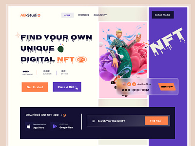 NFT landing page design design home page landing landing page landingpage ui design uidesign user interface web web design webdesign website website design