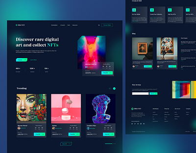 NFT Marketplace concept blockchain crypto design landing page nft nft artist nft marketplace nftart ui design uiux web design website