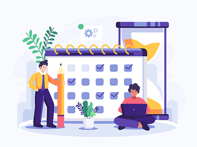 Schedule Planning Flat Illustration branding calendar design education event flat header illustration illustration management meeting schedule ui ui design vector web