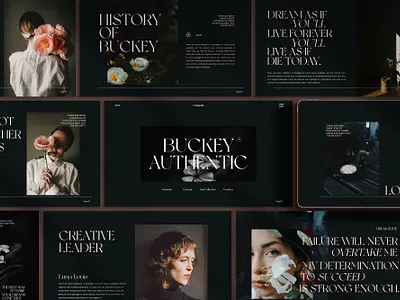 Buckey Authentic Presentation aesthetic authentic brand branding keynote layout pitch deck powerpoint presentation sale slide social media ui vintage web design
