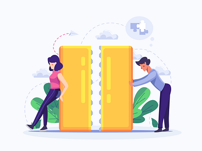 Teamwork Illustration Flat Illustration achievement branding business design flat header illustration illustration partnership puzzle startup team teamwork ui ui design vector web