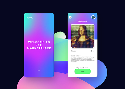 NFT App Concept 2021 trend app auction basic design minimal nft ui