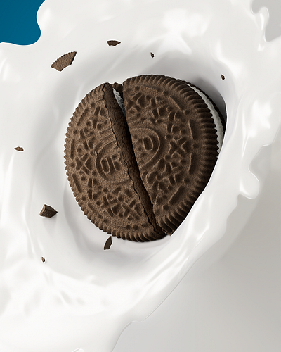 Oreo Splash CGI 3d food branding cgi food chocolate illustration package