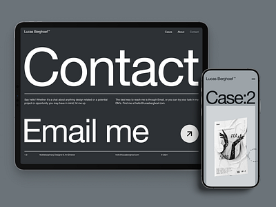 Lucas Berghoef - Portfolio 3.0 - Contact and Case:2 berghoef black branding case case study cases design graphic design gray grey helvetica helvetica neue logo portfolio typography ui website white