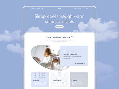 Ease mattress website branding clean clouds design graphic design home page landing logo mattress sleep ui ux uxui visuals web website