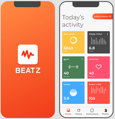 BEATZ designer health heartbeat mobileapp monitor typography ui ux visualdesign