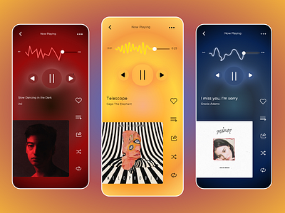 Mood Based Music Player- App Concept adobe xd app design colorful design colors gradient mobile design mood mood based app music app music app redesign music player radial gradient song app song app design songs ui ui ux ux