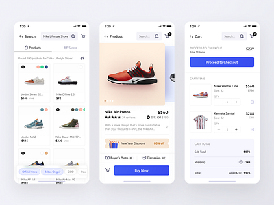 Ecommerce Mobile App blue business clean design ecommerce freelance marketplace mobile modern shoes ui ux