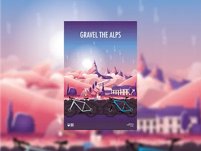 Gravel the Alps alpen alps berge bike fahrrad gravel gravel bike illustration italy mountains poster