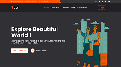 Travel Agency landing page Orange heart🧡 desi design illustration travel typography ui ux vector website
