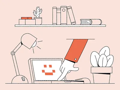 Unclear illustration #1 2d adobe illustrator adobe photoshop boil buttons design drawing hands illustration office overthinking plants practice red scenery texture work workspace