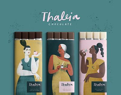 Thaleia Chocolate chocolate bar illustration chocolate brand chocolate packaging food packaging illustration illustrated packaging illustration packaging packaging illustration