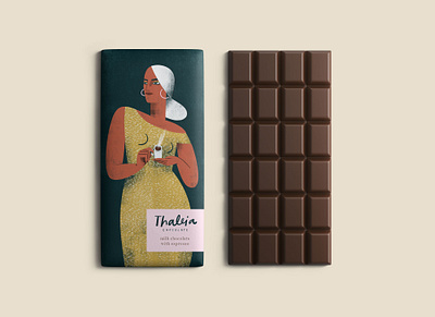 Thaleia / Milk chocolate with espresso chocolate bar chocolate illustration chocolate packaging food packaging illustration illustrated chocolates illustration packaging illustration packaging illustrator