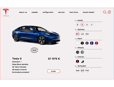 Design something related to customizing a Tesla model 033 car customizing dailyui design electric car elon reeve musk online store tesla model