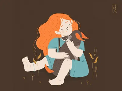 l o v e dog girl hugs love redhead