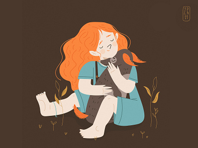 l o v e dog girl hugs love redhead