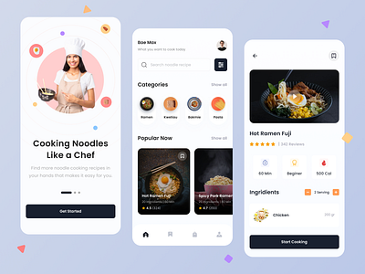 Noodle Recipe - Mobile App app design food interface ios mobile mobileapp recipe ui ui design ui ux ux ux design