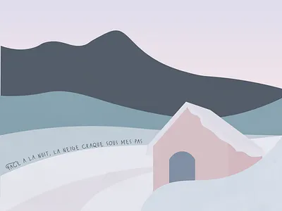 La cabane d'Arette sous la neige l Winter illustration