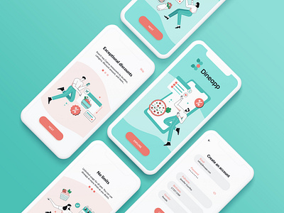 Onboarding DineApp Screen Design 2020 app app design illustration mobile app mobile design onboarding screen screen design ui ui design