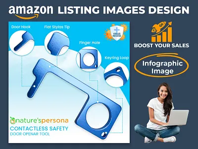 Contactless Safety Door Opener - Product Infographic amazon listing images